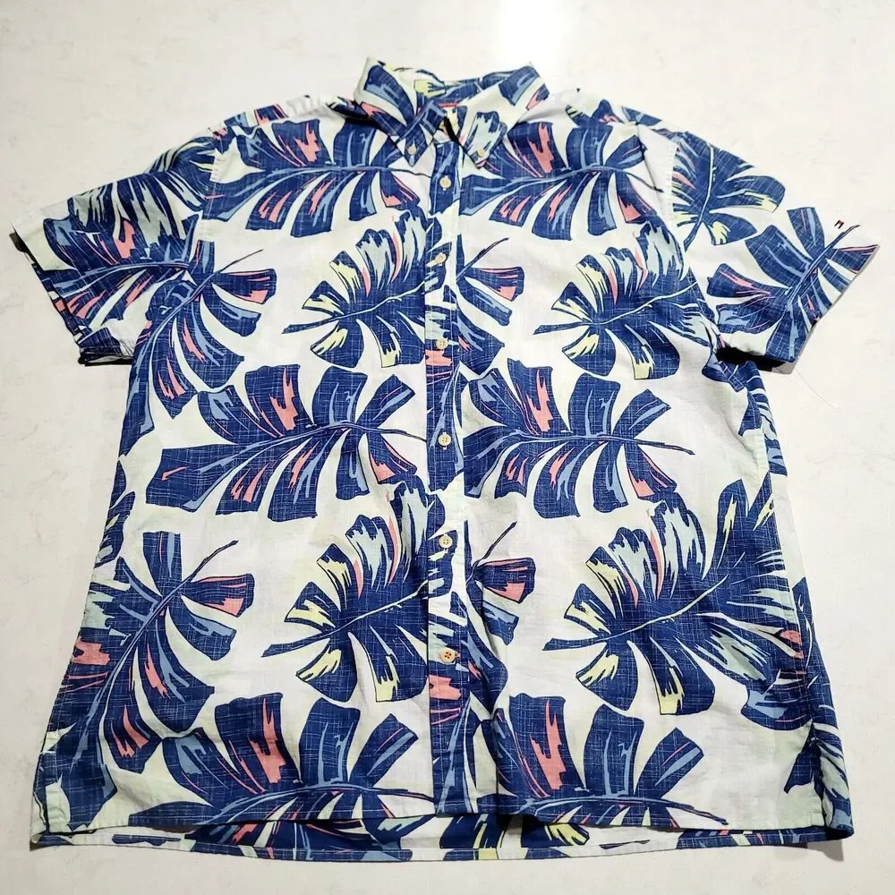 Tommy Hilfiger Custom Fit Hibiscus Button Up  Hawaiian Tropical Print XL NWOT - Picture 2 of 11